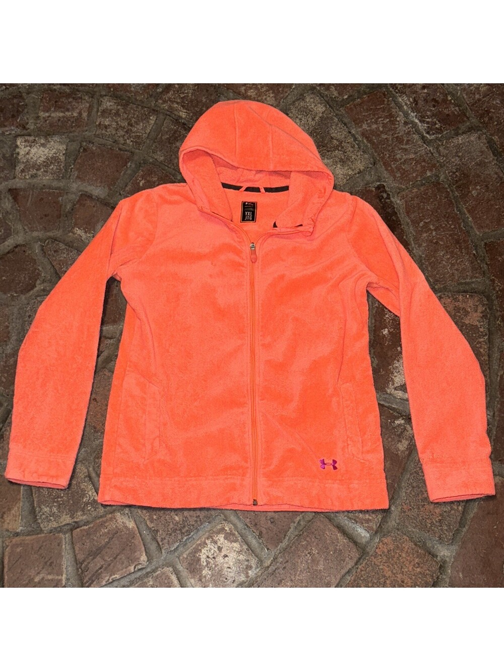 Under Armour Youth/Women's Orange Fleece Hoodie Size YXL/Women’s Small